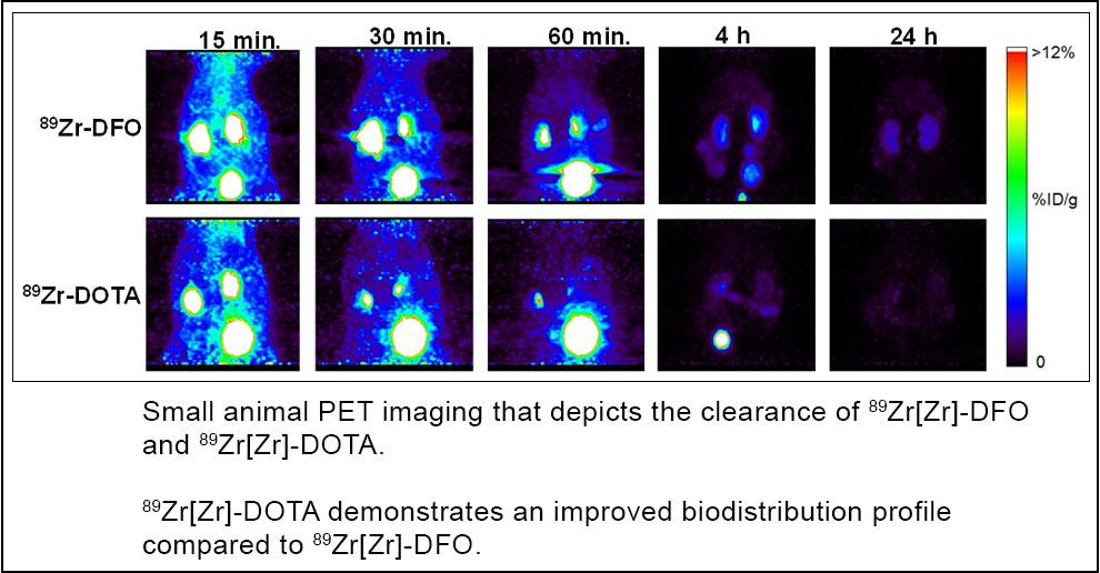 Small animal PET imaging that depicts the clearance of 89Zr[Zr]-DFO and 89Zr[Zr]-DOTA